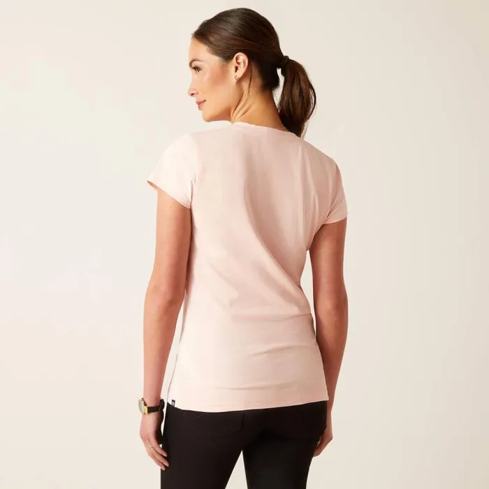 Women TShirts and Tops Ariat Vertical Logo V TShirt Blushing Rose