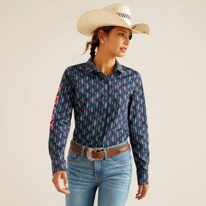 Women TShirts and Tops Ariat Wrinkle Resist Team Kirby Stretch Shirt Backwoods Ikat