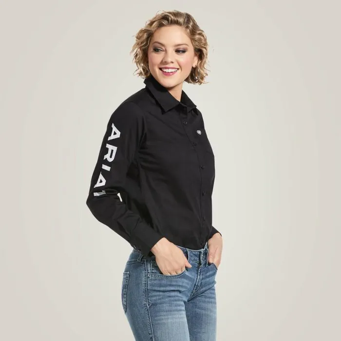 Women TShirts and Tops Ariat Wrinkle Resist Team Kirby Stretch Shirt Black