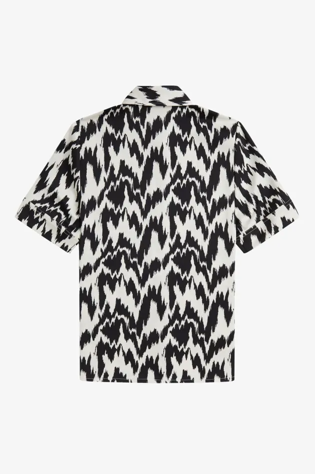 Women TShirts and Tops Fred Perry Animal Print Satin Shirt Ecru