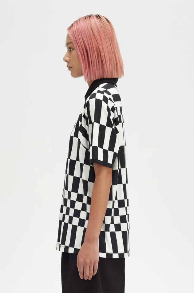 Women TShirts and Tops Fred Perry Chequerboard Polo Shirt Black