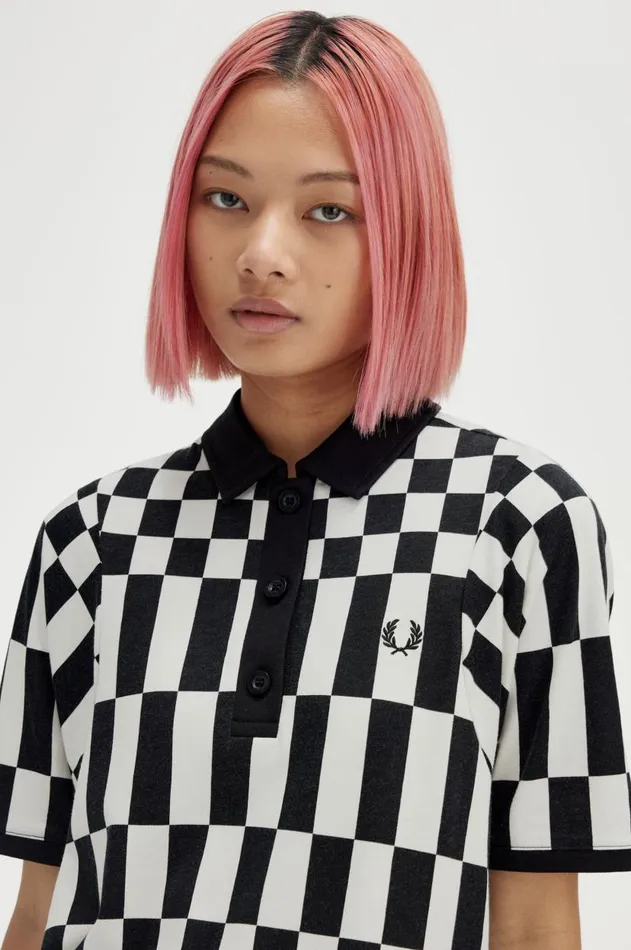 Women TShirts and Tops Fred Perry Chequerboard Polo Shirt Black