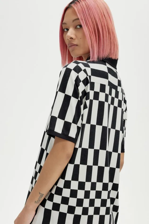 Women TShirts and Tops Fred Perry Chequerboard Polo Shirt Black