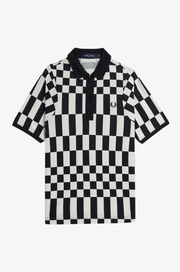 Women TShirts and Tops Fred Perry Chequerboard Polo Shirt Black