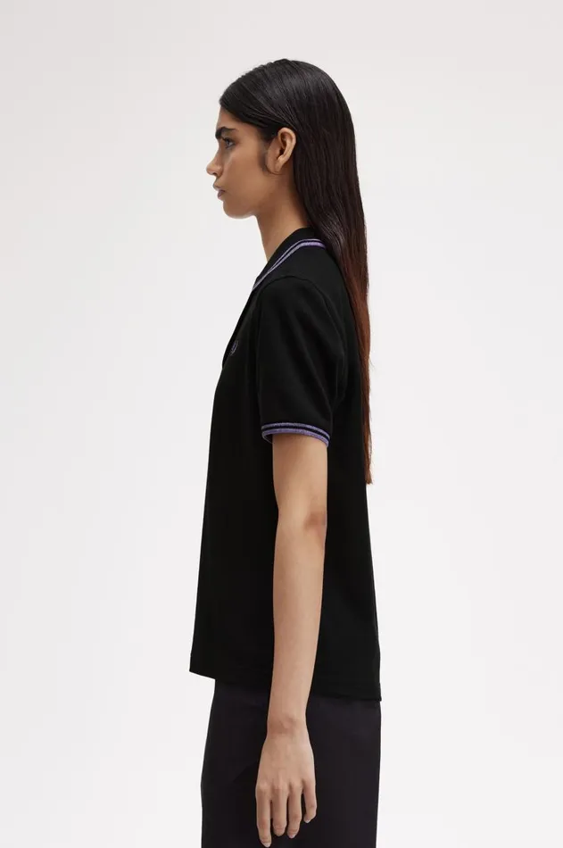 Women TShirts and Tops Fred Perry G3600 Blackmetallic Ultra Violetmetallic Ultra Violet