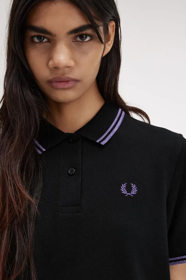 Women TShirts and Tops Fred Perry G3600 Blackmetallic Ultra Violetmetallic Ultra Violet