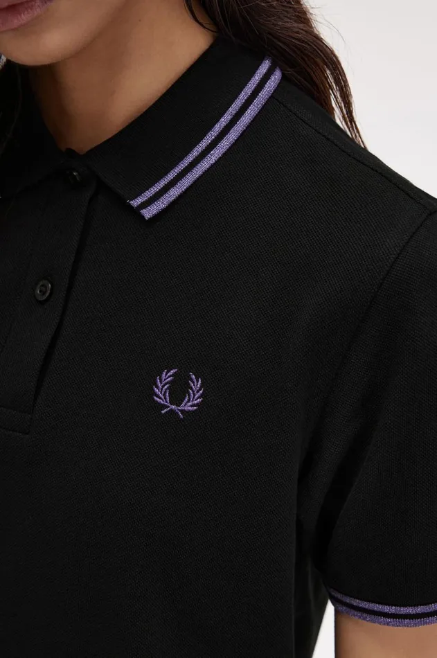 Women TShirts and Tops Fred Perry G3600 Blackmetallic Ultra Violetmetallic Ultra Violet