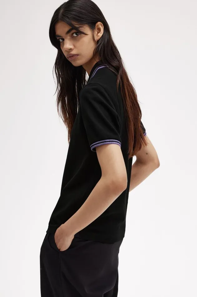 Women TShirts and Tops Fred Perry G3600 Blackmetallic Ultra Violetmetallic Ultra Violet