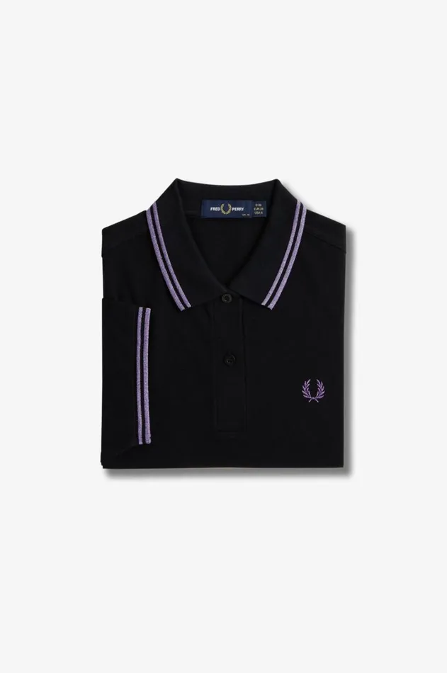 Women TShirts and Tops Fred Perry G3600 Blackmetallic Ultra Violetmetallic Ultra Violet