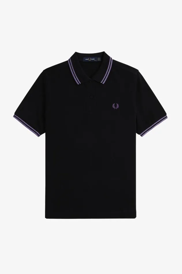 Women TShirts and Tops Fred Perry G3600 Blackmetallic Ultra Violetmetallic Ultra Violet