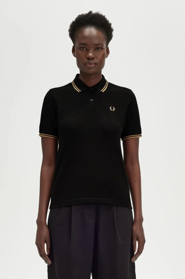 Women TShirts and Tops Fred Perry G3600 Blackwarm Stonewarm Stone