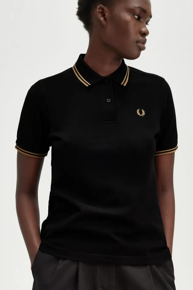 Women TShirts and Tops Fred Perry G3600 Blackwarm Stonewarm Stone