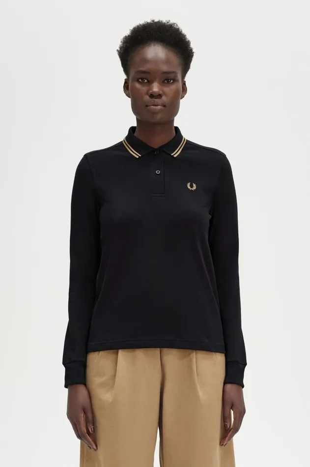 Women TShirts and Tops Fred Perry G3636 Blackwarm Stonewarm Stone