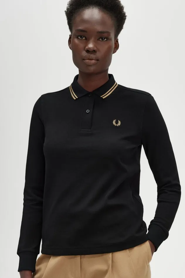 Women TShirts and Tops Fred Perry G3636 Blackwarm Stonewarm Stone