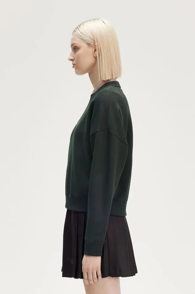 Women TShirts and Tops Fred Perry Metallic Branded Sweatshirt Night Green