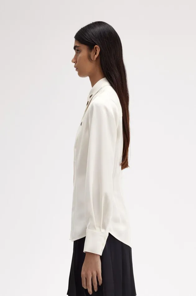 Women TShirts and Tops Fred Perry Satin Shirt Ecru