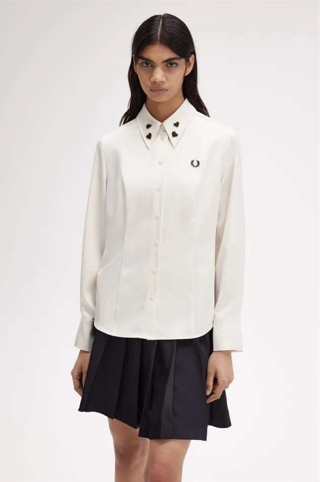 Women TShirts and Tops Fred Perry Satin Shirt Ecru