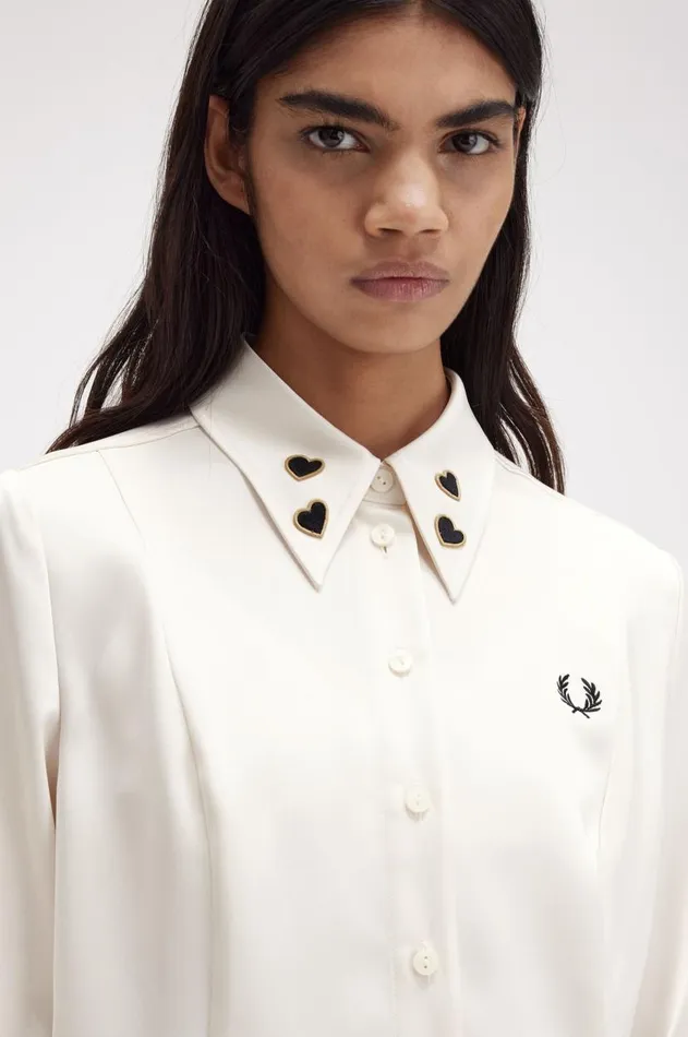 Women TShirts and Tops Fred Perry Satin Shirt Ecru