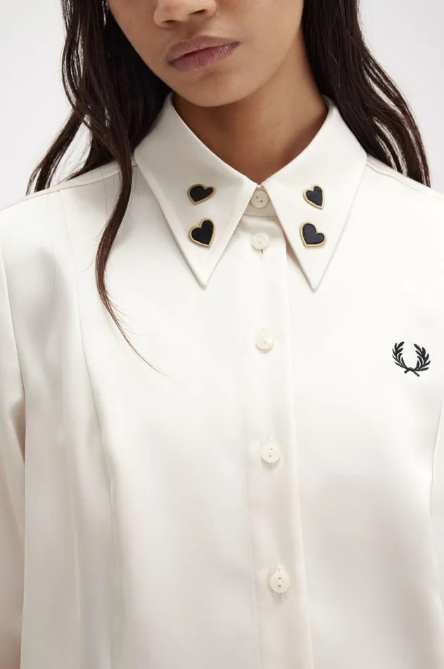 Women TShirts and Tops Fred Perry Satin Shirt Ecru