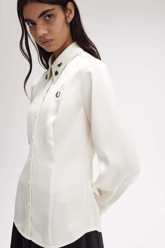 Women TShirts and Tops Fred Perry Satin Shirt Ecru