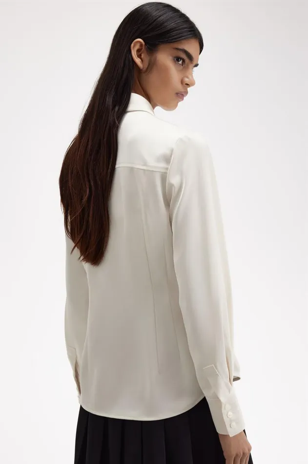 Women TShirts and Tops Fred Perry Satin Shirt Ecru
