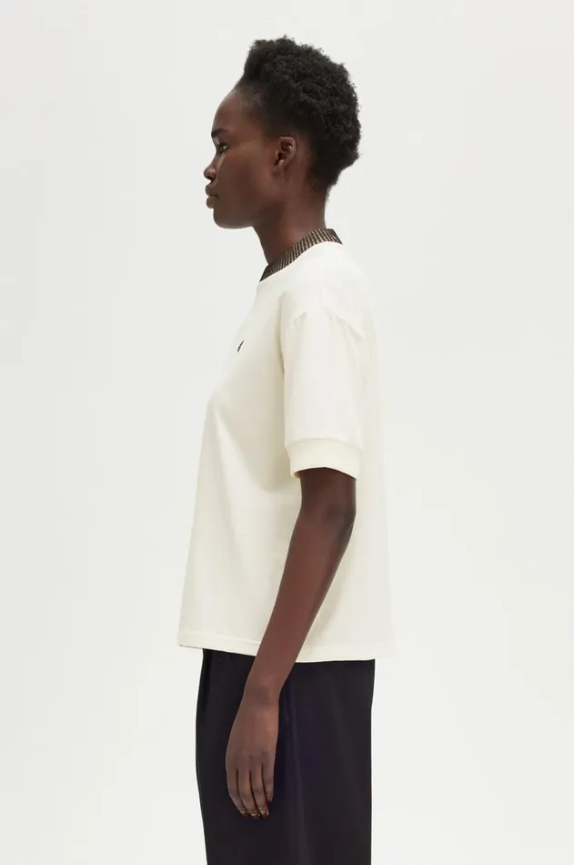 Women TShirts and Tops Fred Perry Space Dye Trim TShirt Ecru