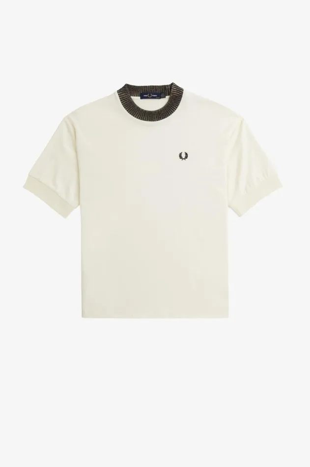 Women TShirts and Tops Fred Perry Space Dye Trim TShirt Ecru