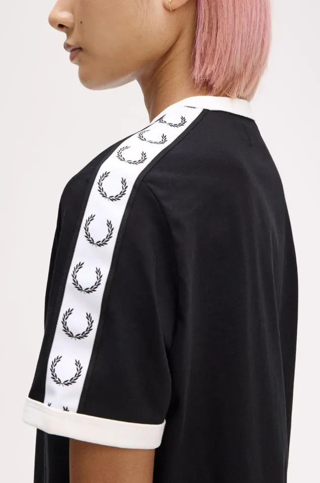 Women TShirts and Tops Fred Perry Taped Ringer TShirt Black