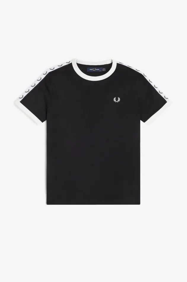 Women TShirts and Tops Fred Perry Taped Ringer TShirt Black