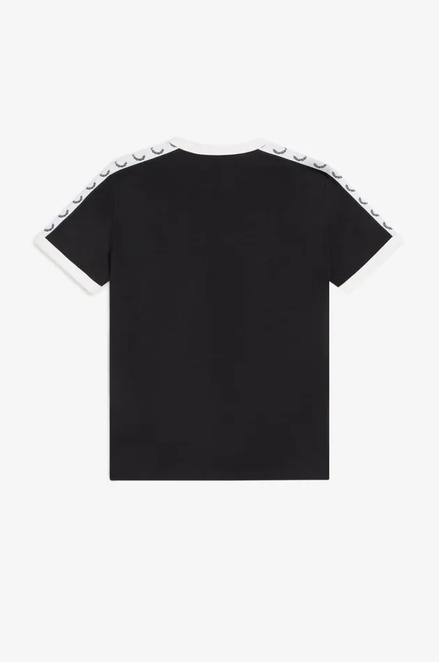 Women TShirts and Tops Fred Perry Taped Ringer TShirt Black