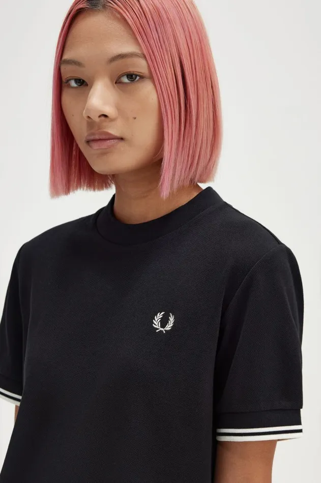 Women TShirts and Tops Fred Perry Twin Tipped Piqu TShirt Black