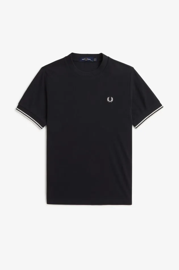 Women TShirts and Tops Fred Perry Twin Tipped Piqu TShirt Black