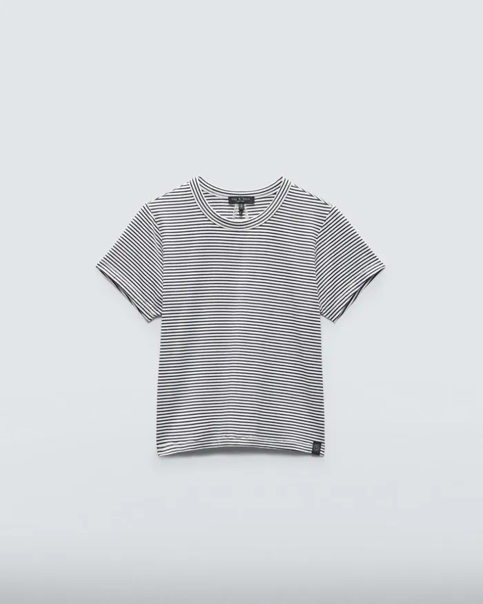 Women TShirts Rag 038 Bone Luca Striped Short Sleeve Baby Tee Blackwhite