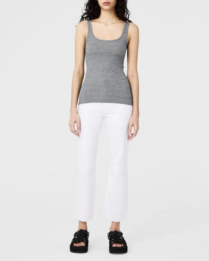 Women TShirts Rag 038 Bone The Essential Rib Scoopneck Tank Heather Grey
