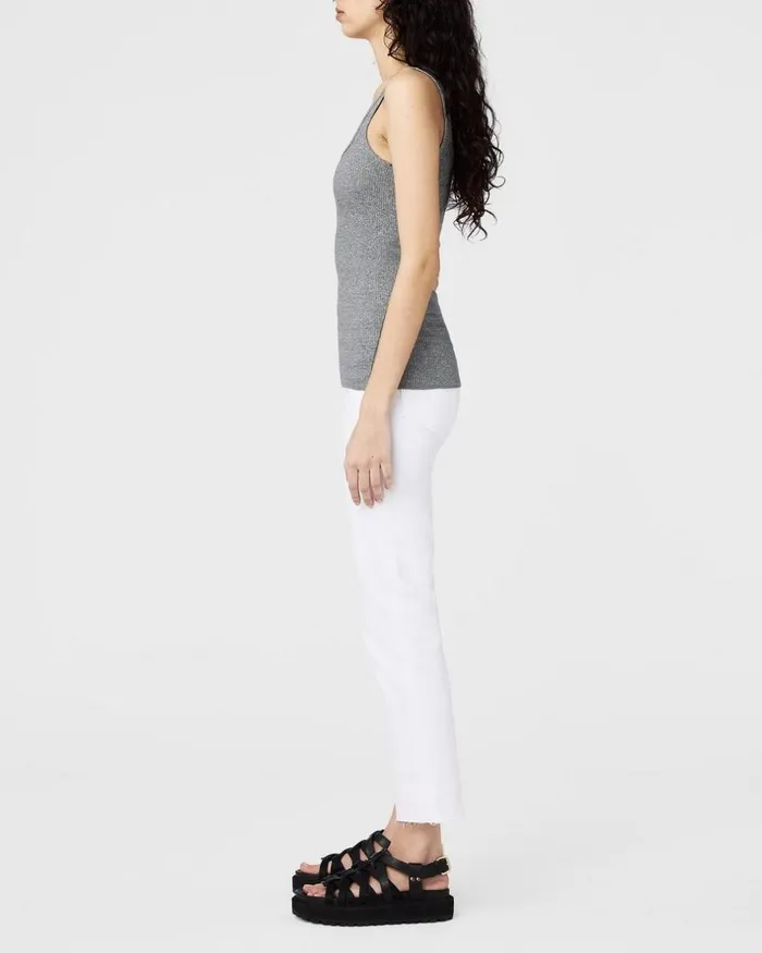 Women TShirts Rag 038 Bone The Essential Rib Scoopneck Tank Heather Grey