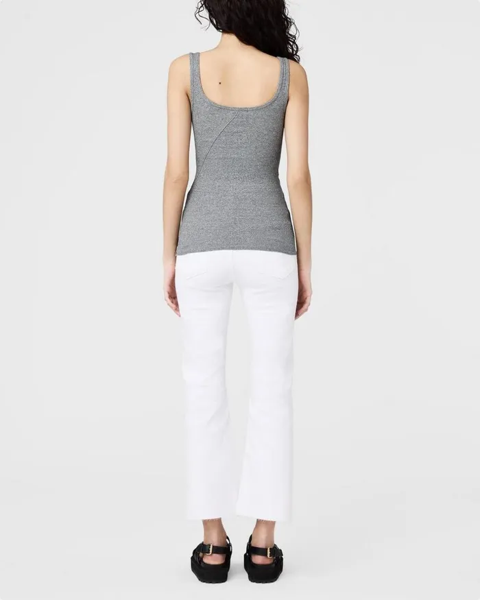 Women TShirts Rag 038 Bone The Essential Rib Scoopneck Tank Heather Grey