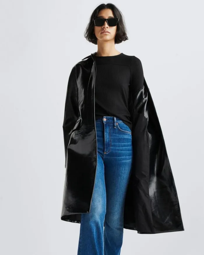 Women TShirts Rag 038 Bone The Knit Rib Paneled Crew Black