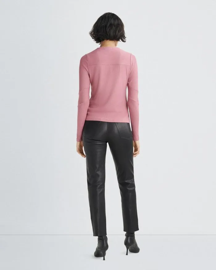 Women TShirts Rag 038 Bone The Knit Rib Paneled Crew Rose