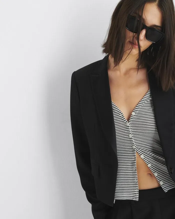 Women TShirts Rag 038 Bone The Knit Striped Vee Cardigan Blackwhite