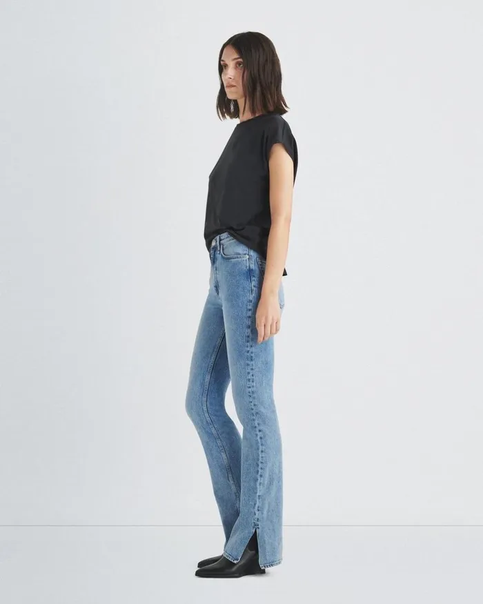 Women TShirts Rag 038 Bone The Slub Pleated Tee Black