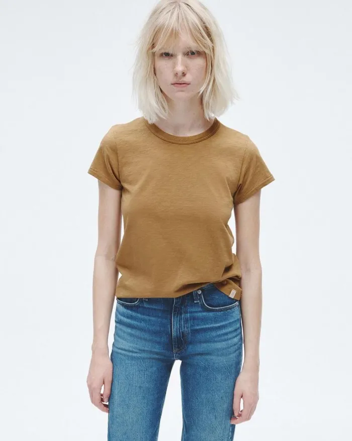 Women TShirts Rag 038 Bone The Slub Tee Khaki