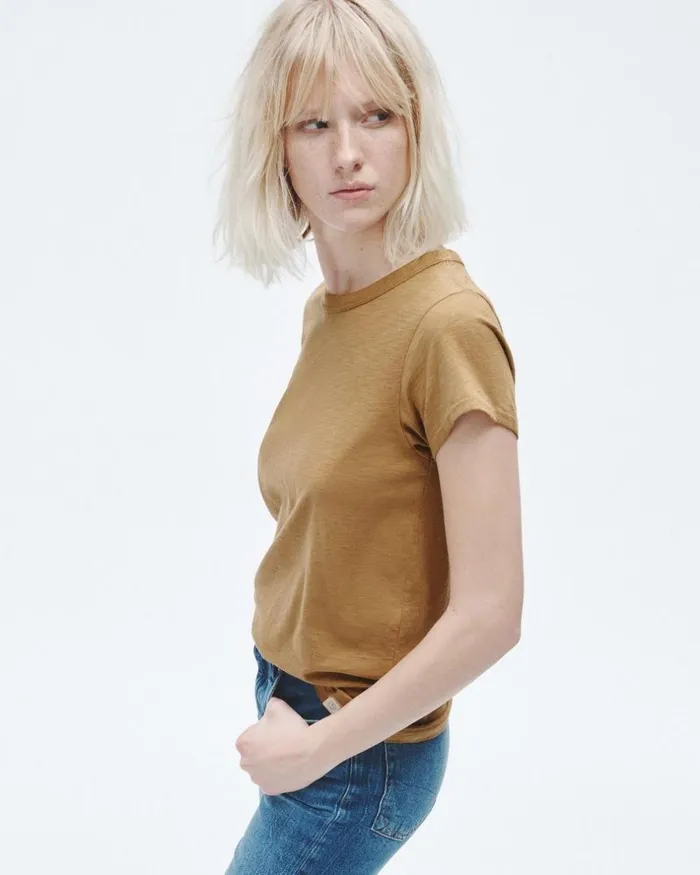Women TShirts Rag 038 Bone The Slub Tee Khaki