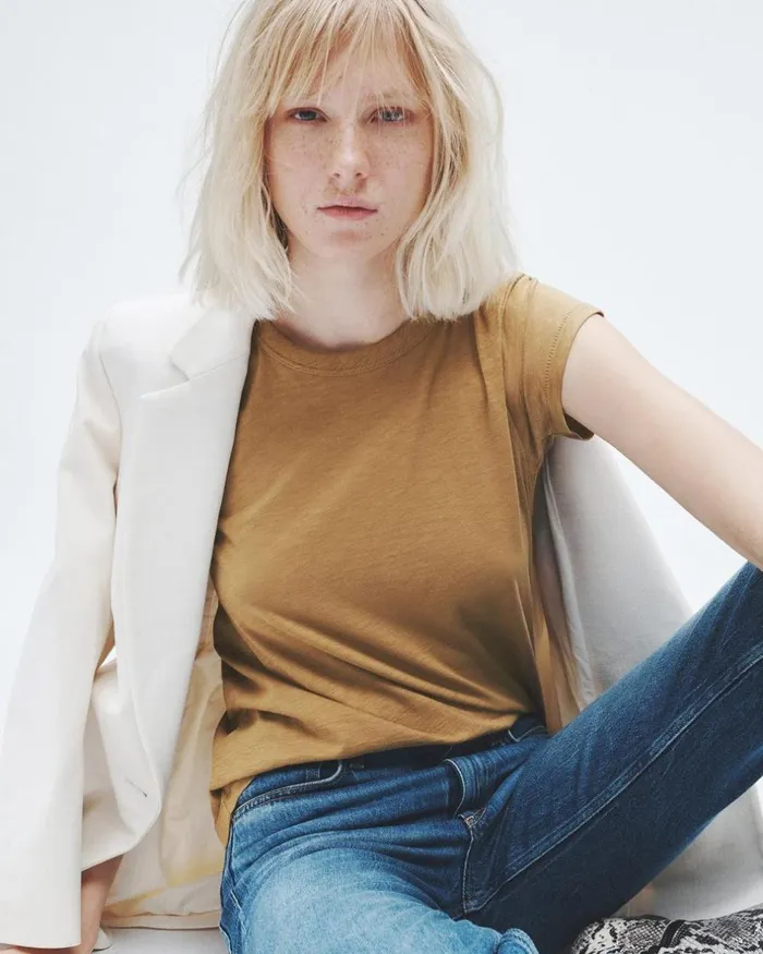 Women TShirts Rag 038 Bone The Slub Tee Khaki