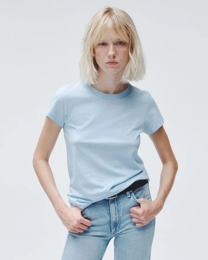 Women TShirts Rag 038 Bone The Slub Tee Raindrop