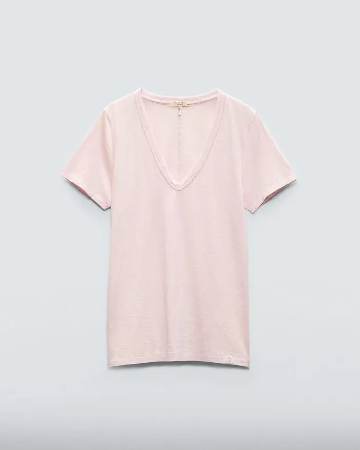 Women TShirts Rag 038 Bone The Slub Vee Blush