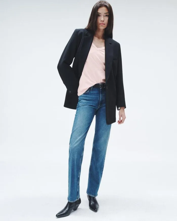 Women TShirts Rag 038 Bone The Slub Vee Blush