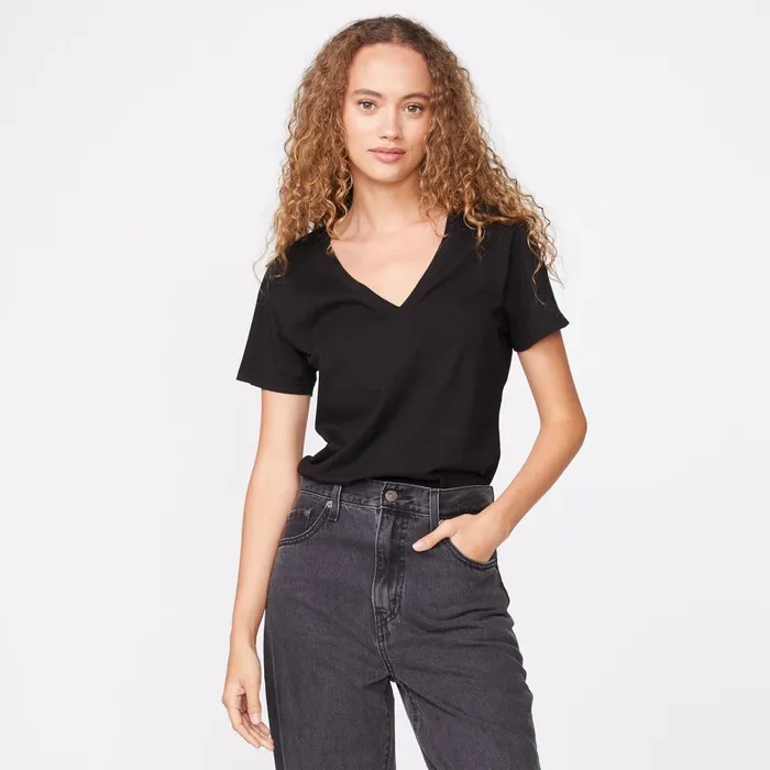 Women Tees MONROW 90039s V Neck Black