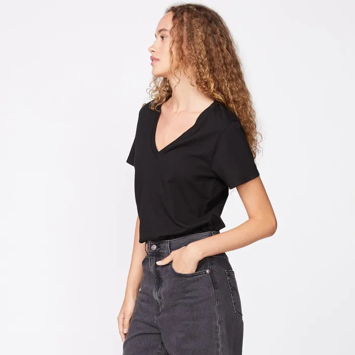 Women Tees MONROW 90039s V Neck Black