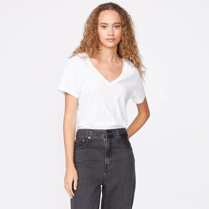 Women Tees MONROW 90039s V Neck White