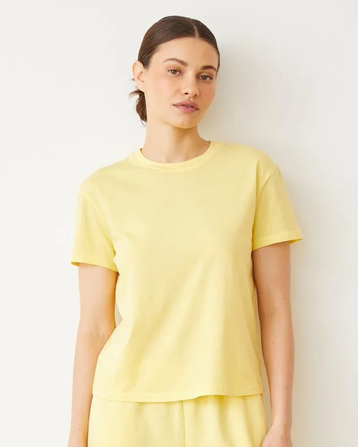 Women Tees MONROW Basic Crew Neck Tee Lemon